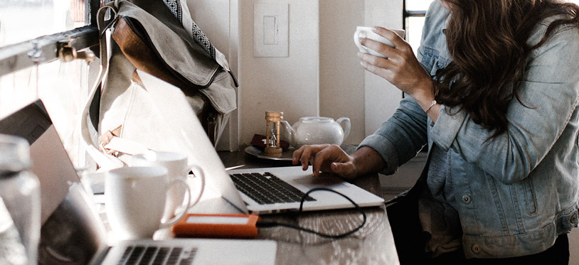 woman working on her laptop 