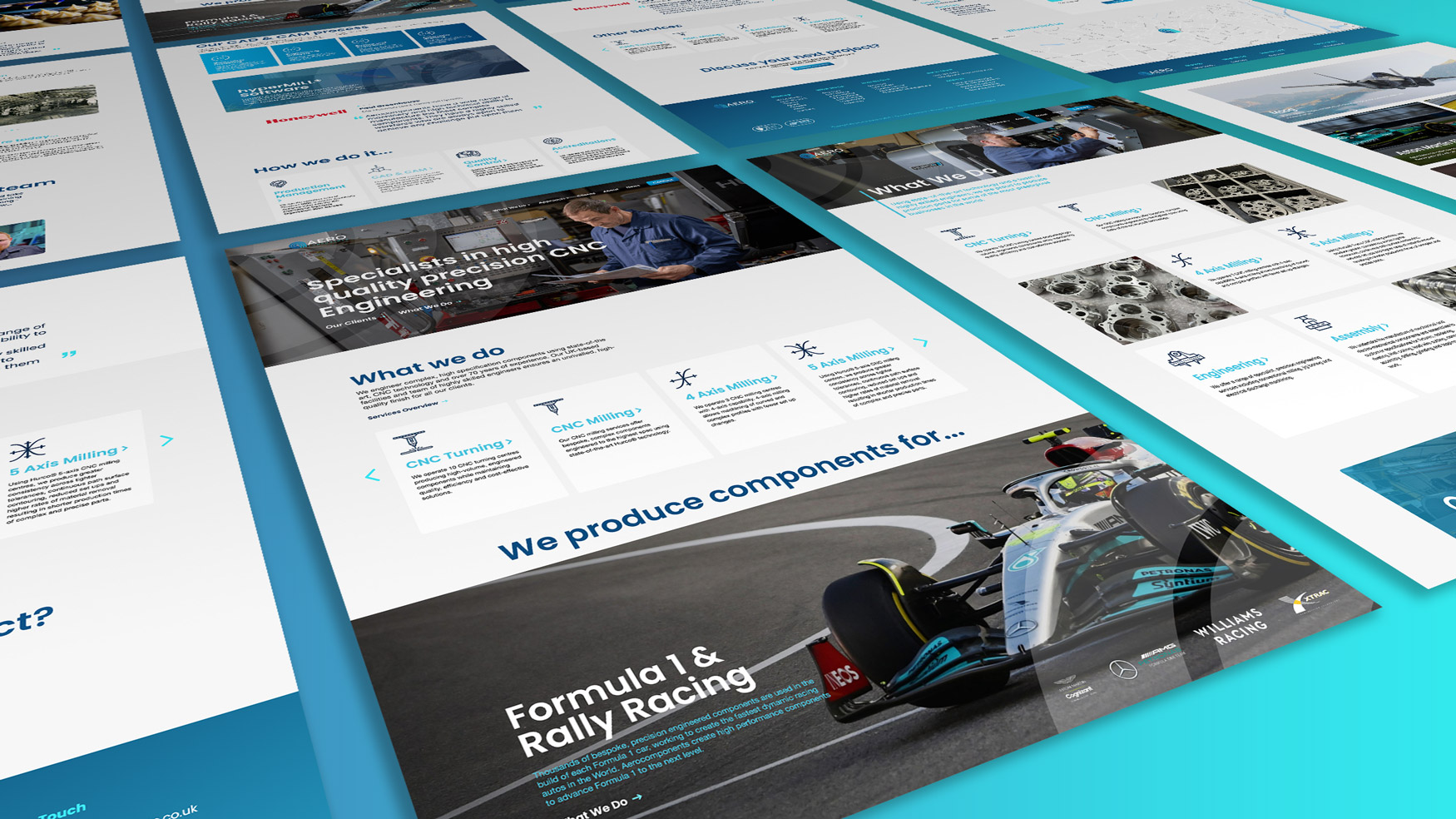pages displaying aerocomponents bespoke website design