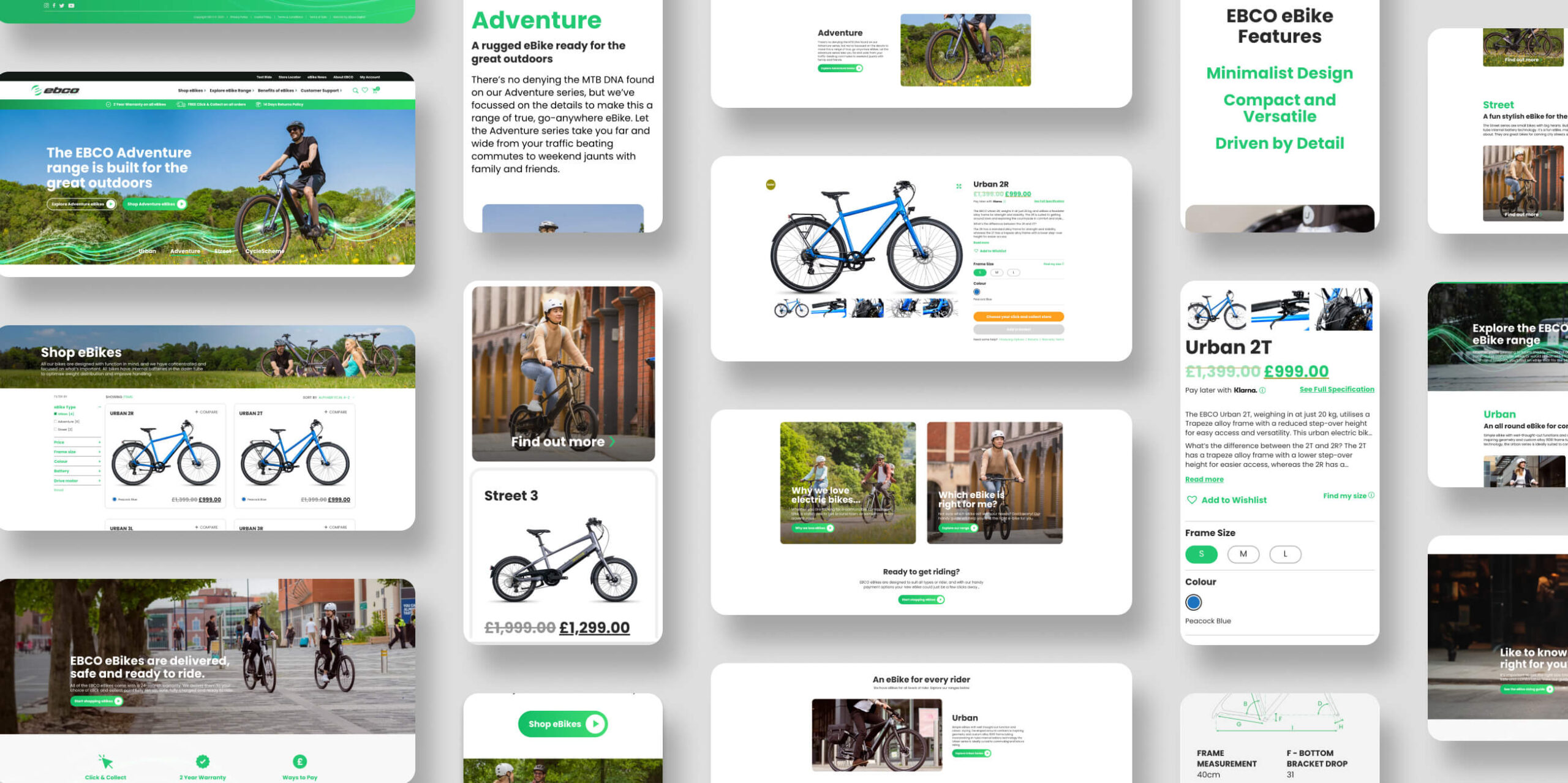 Boards showcasing branding and website design for EBCO e-bikes by Above Digital