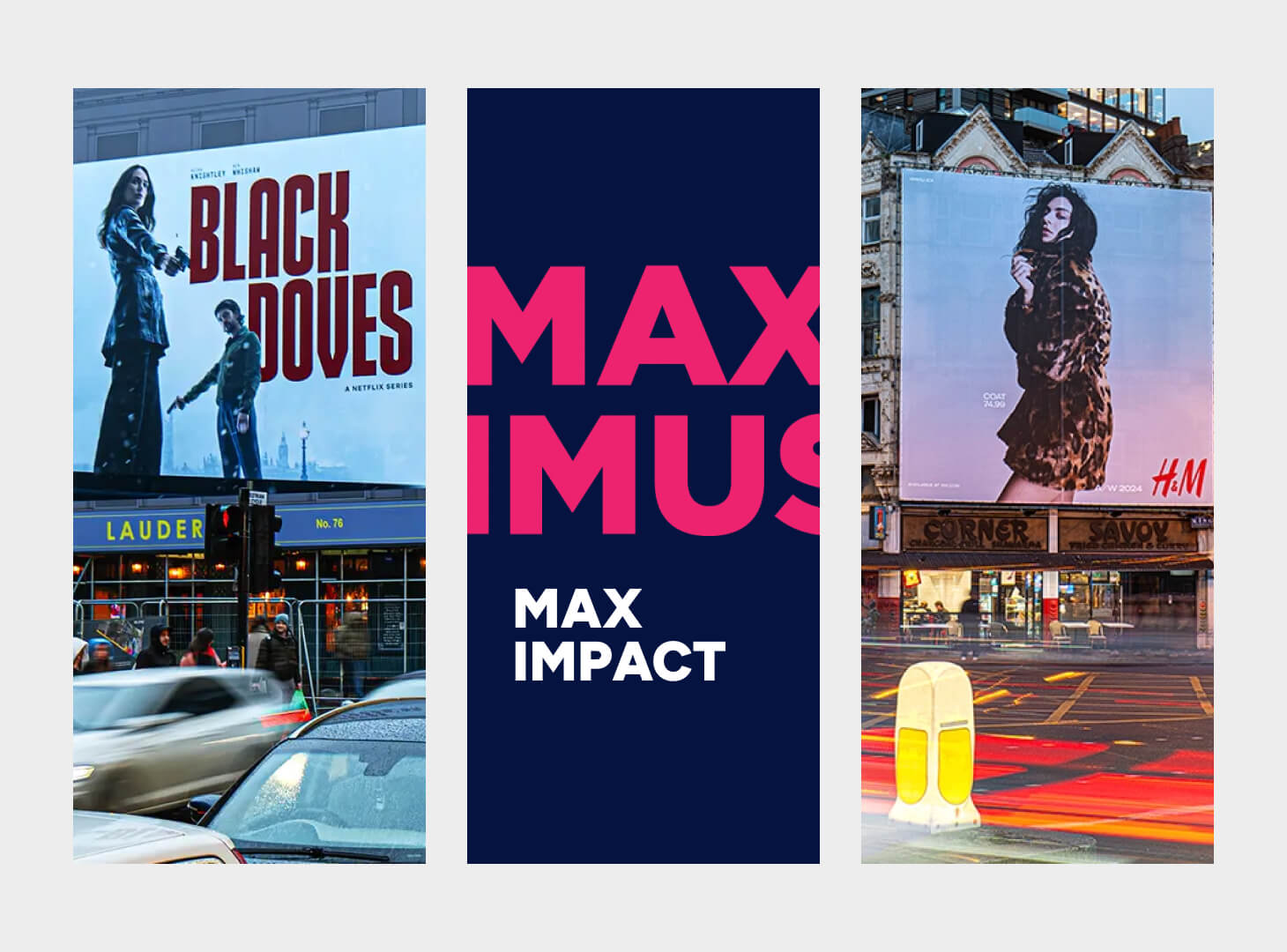 Collage of Maximus branding and website designed by Above Digital
