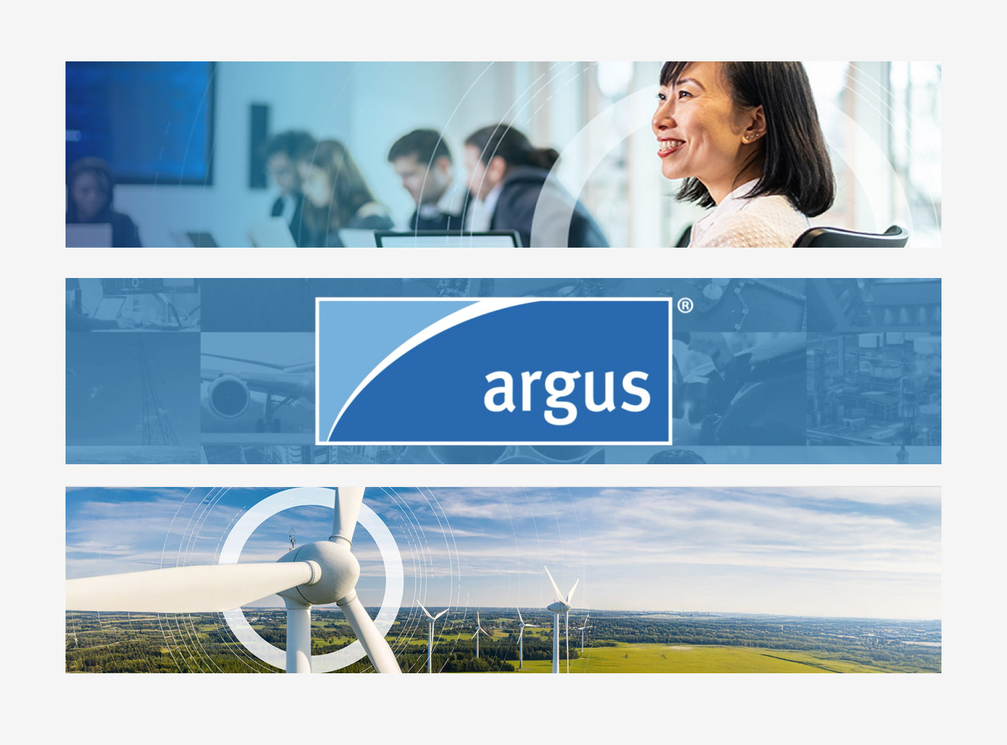 Collage of Argus Media branding and website designed by Above Digital
