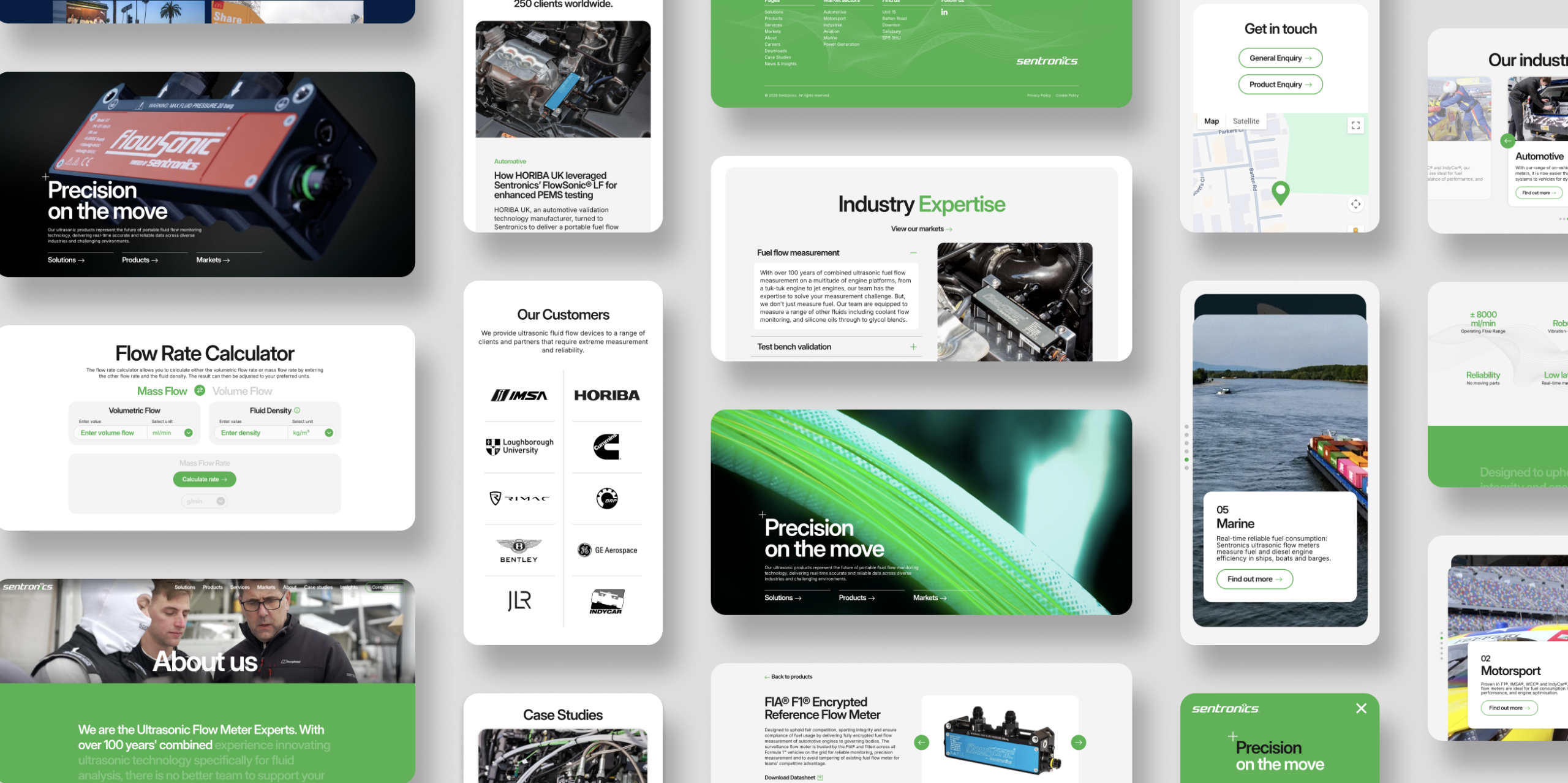Boards displaying Above Digital website design for Sentronics site
