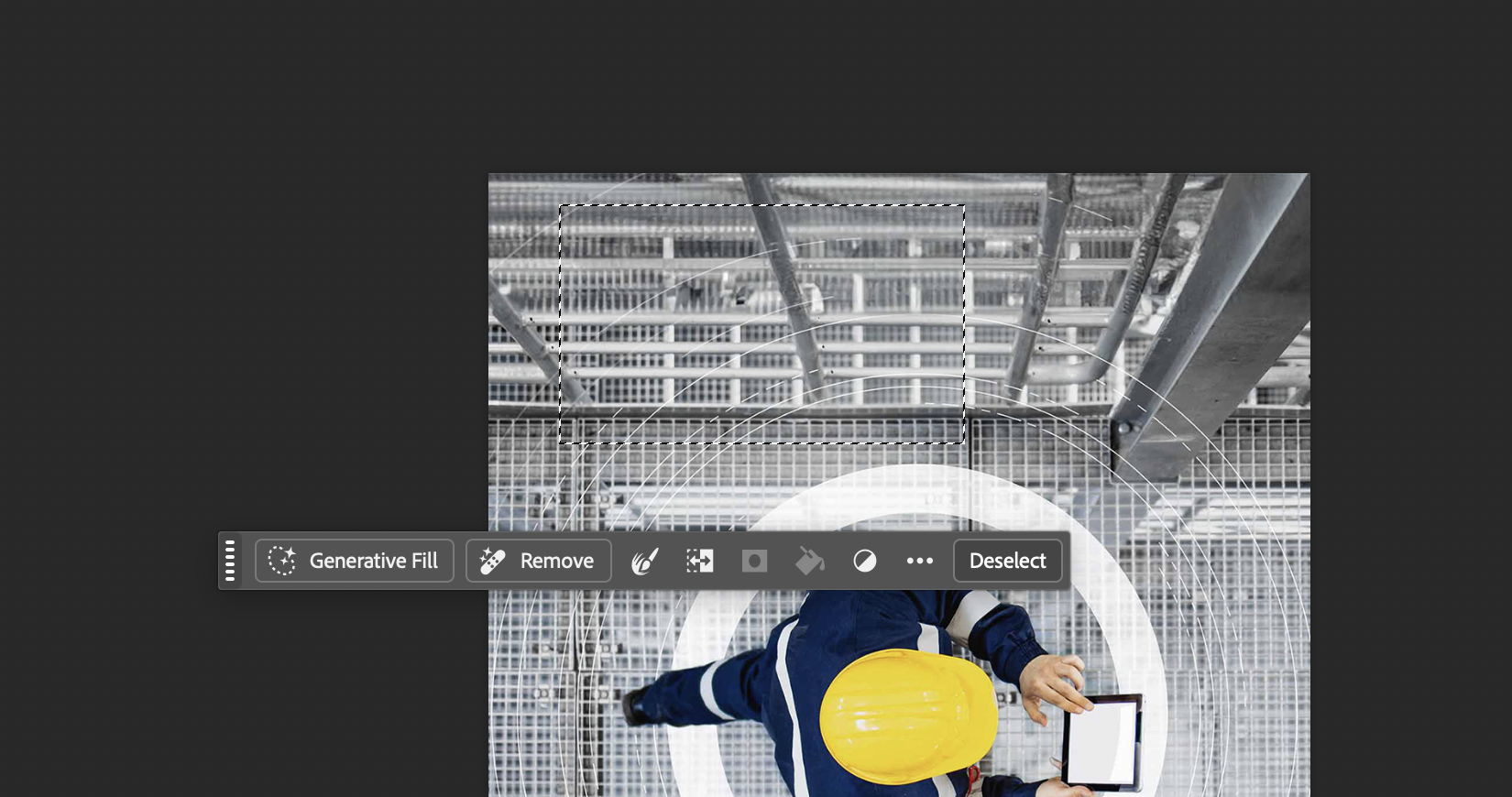 Screenshot showing Above Digital using a generative AI feature in Photoshop on a computer screen.
