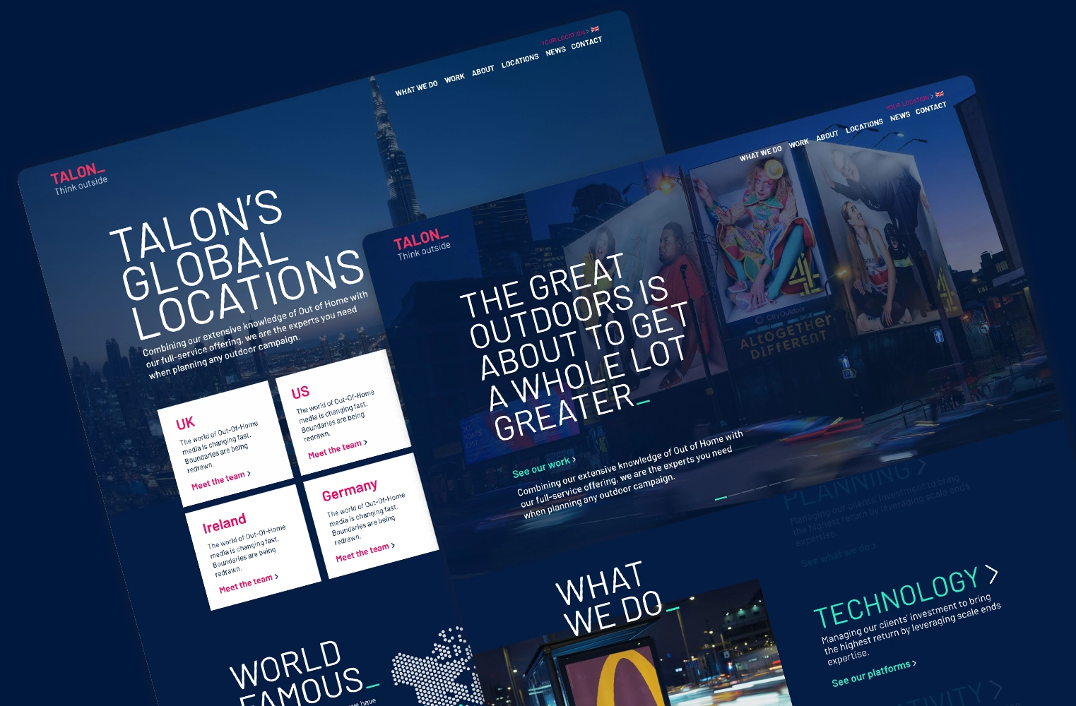 Website pages from the Talon site designed by Above Digital